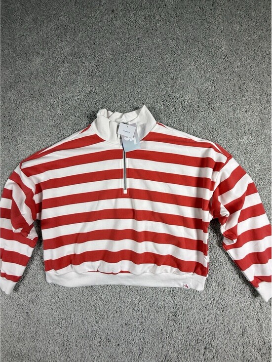 JoyLab Tops - NWT JoyLab Women's Ultra Soft  Sweatshirt XXL Striped - Red Berry & White Stripe